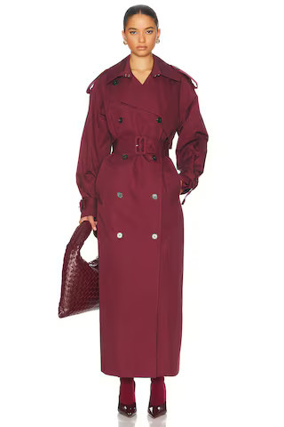 Helsa Classic Oversized Trench in Burgundy | FWRD 