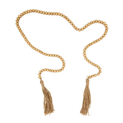 Saro Lifestyle Earthy Elegance Wood Beaded Garland, 72", Gold | Target