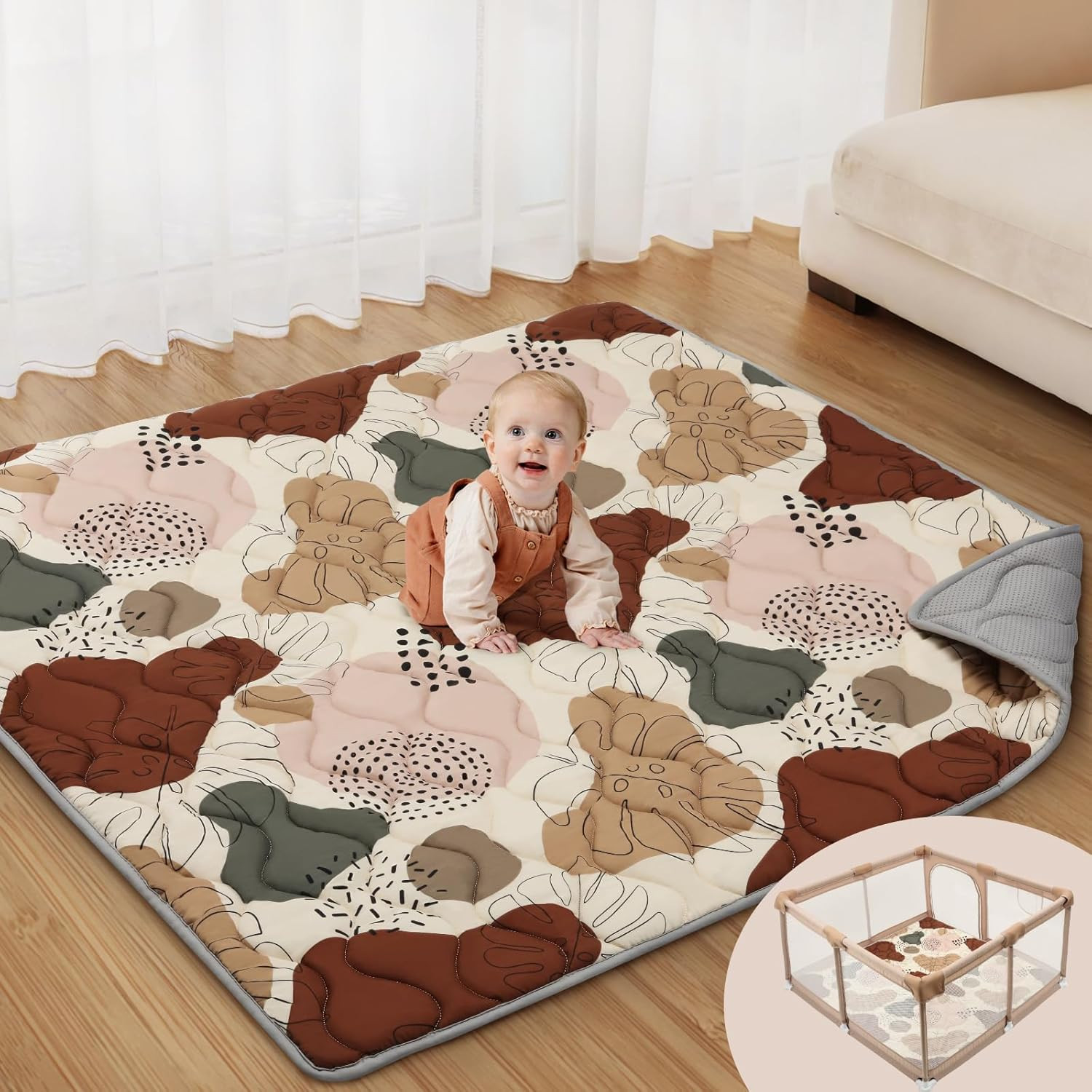 Blissful Diary Baby Play Mats for Floor, 50x50 Play Mat for Playpen, Thicken Soft Padding Foam Pl... | Amazon (US)