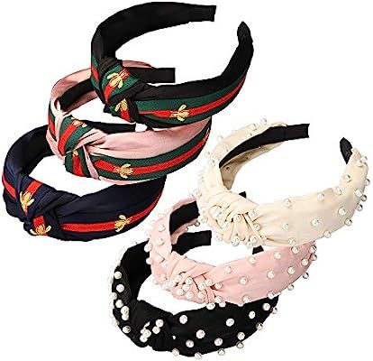 Headbands for Women 6 Pack, 3 Bee Animal Headbands and 3 Velvet Pearl Hairbands, Cute Fashion Ele... | Amazon (US)