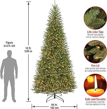 National Tree Company Pre-Lit Artificial Slim Christmas Tree, Green, Dunhill Fir, White Lights, I... | Amazon (US)