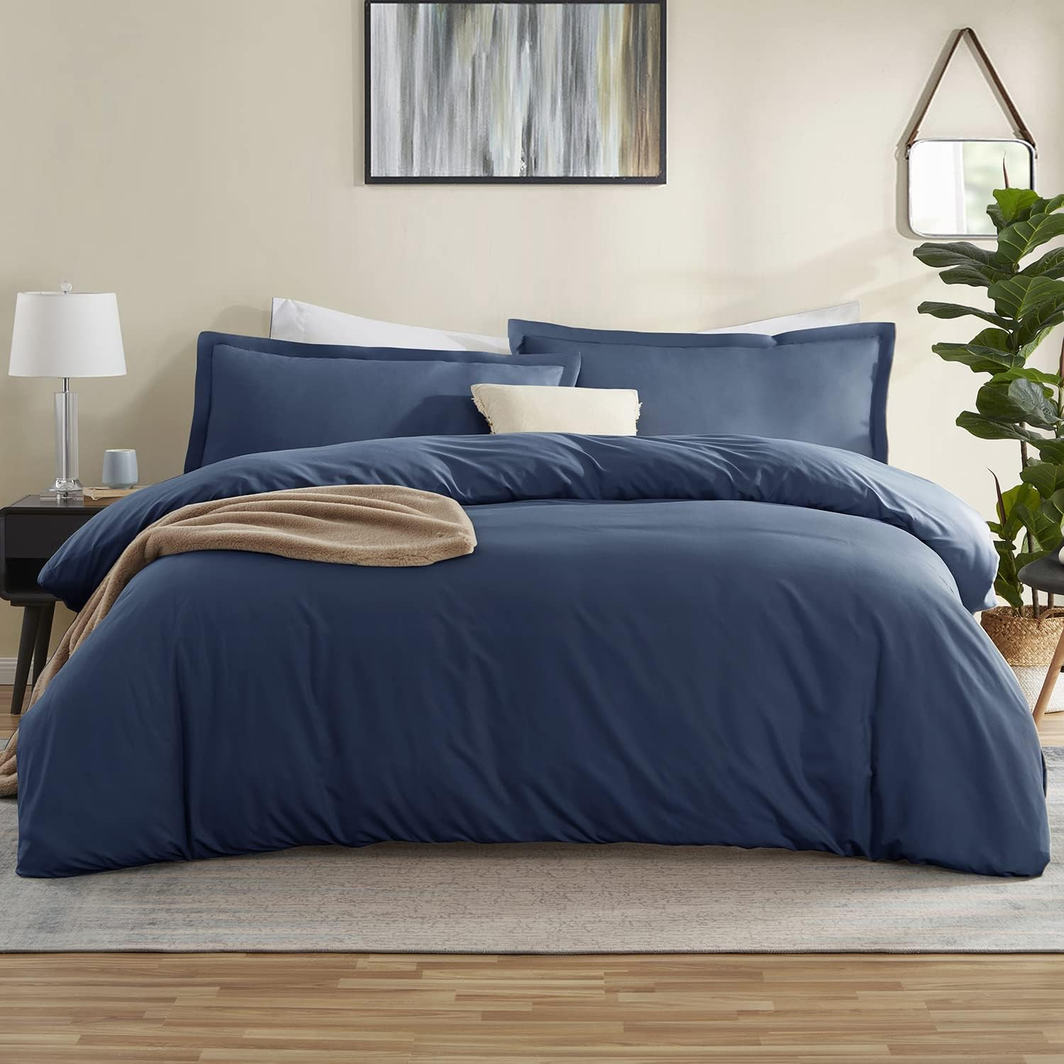 Nestl Navy Blue Duvet Cover Full Size - Soft Full Size Duvet Cover Set, 3 Piece Double Brushed Fu... | Amazon (US)