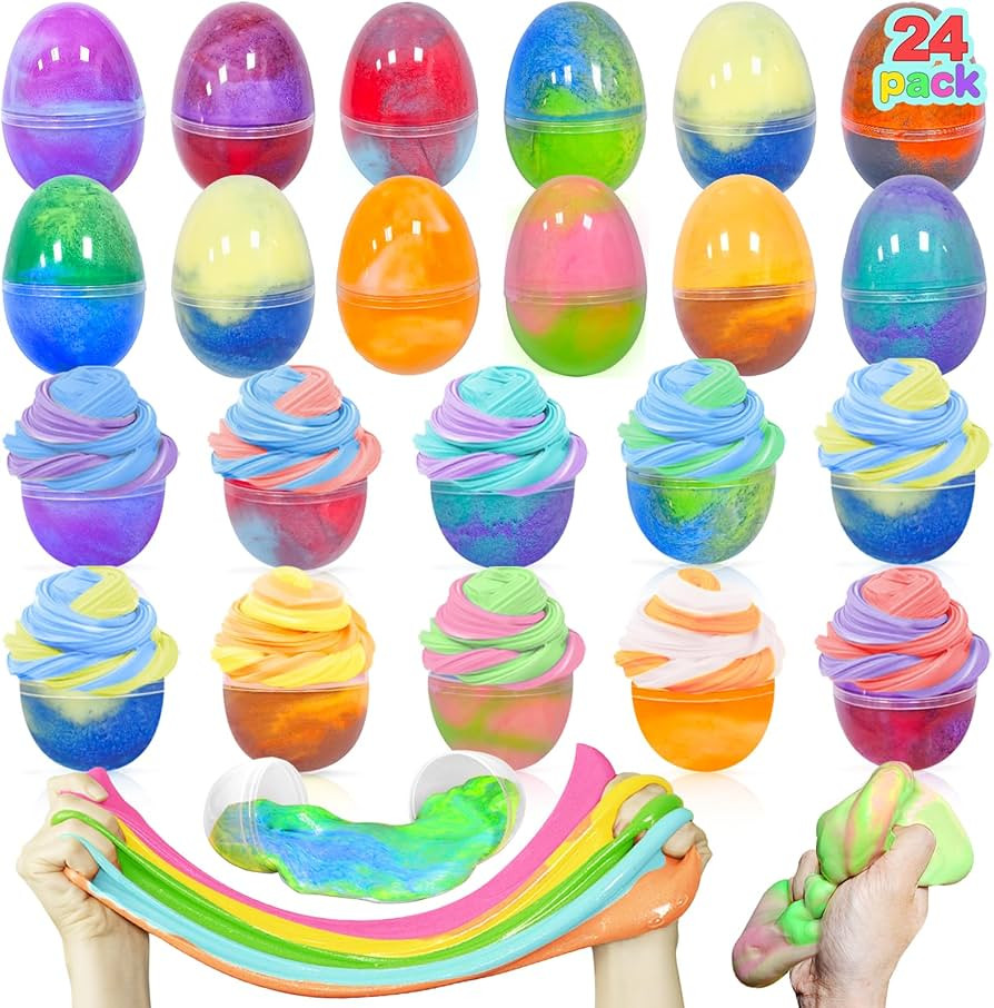 AMENON 24 Pack Easter Basket Filled with Butter Slime Kit Non-Sticky,Eggs Slime Stress Relief Squ... | Amazon (US)