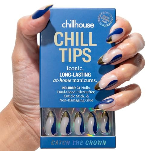 Chillhouse - Chill Tips, Press on Nails Kit - Catch the Crown (Almond) - 30 Nail Shapes & Sizes - Up to 3 Weeks of Wear - Customizable Fit - Reusable - Latina Founded & Women Owned - Beauty, Self Care | Amazon (US)
