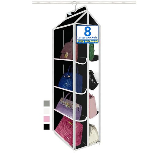 zebricolo Purse Organizer for Closet, with Zippered-Dustproof, Purse Organizer, Designed for Oversized Wallets & Holds 8-16 Purses, organizador de carteras de Mujer,Black-Purse Storage | Amazon (US)