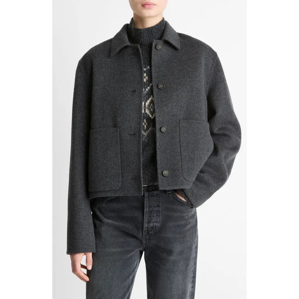 Vince Wool Blend Short Jacket in Charcoal at Nordstrom, Size Small | Nordstrom