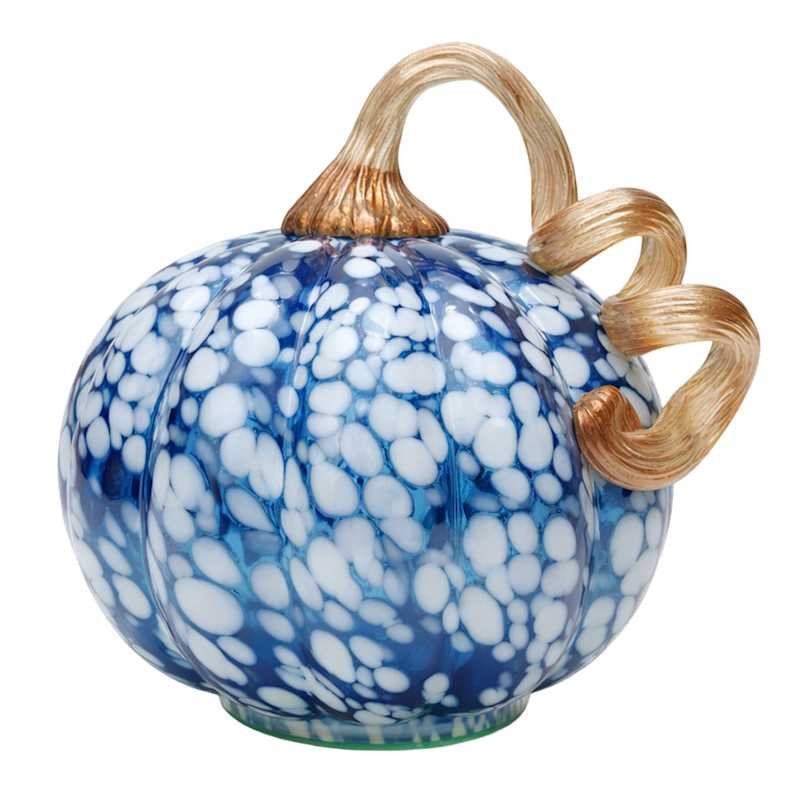 Blue & White Glass Cheena Finish Pumpkin, 7" | At Home