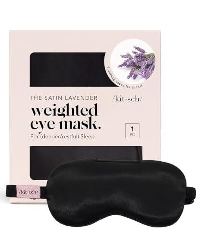 Kitsch Eye Mask for Sleeping, Lavender Softer Than Silk Sleep Mask, Light Blocking and Stylish Eye Cover, Travel Essentials for Women and Men - Black | Amazon (US)