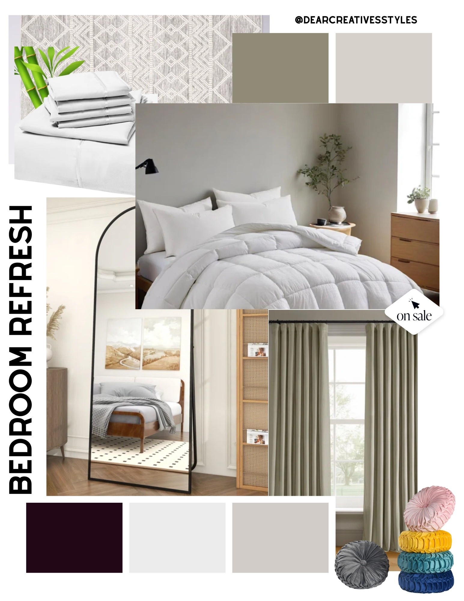 Bedroom refresh Cozy, modern, clean, neutrals. Find bedroom to living room spaces. I’m loving these down comforters & bamboo sheets (available in other colors) blackout curtains, throw rugs, decorative pillows, & full length mirror. Which room will you give a refresh to? #homedecor #bedroom #bedroomrefresh 

#LTKHome #LTKFindsUnder100 #LTKSaleAlert