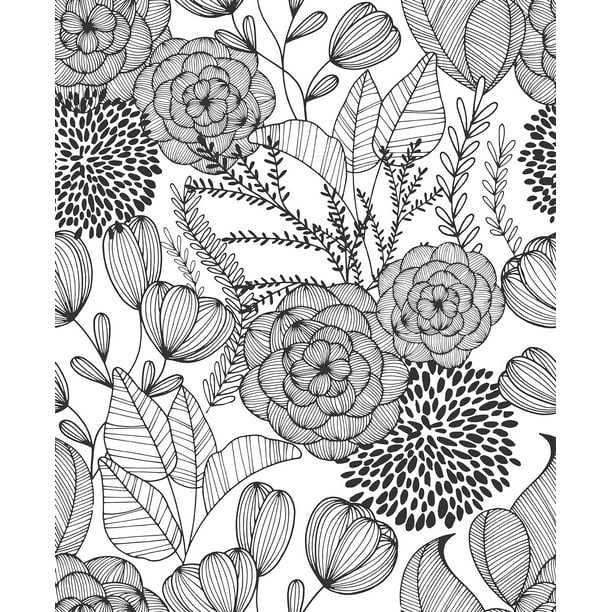 Nuwallpaper Black Secret Garden Peel & Stick Wallpaper - Walmart.com | Walmart (US)