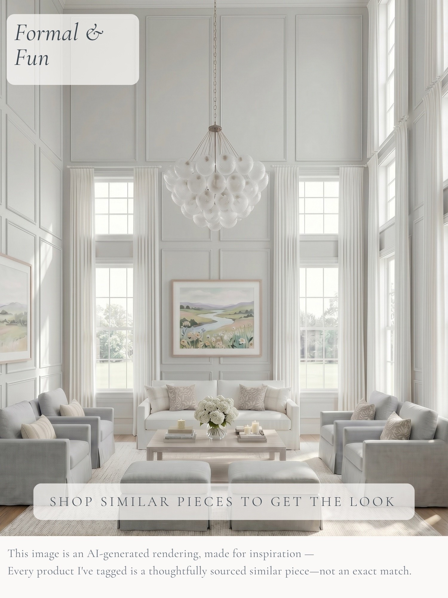A room can feel polished and still feel completely inviting. 🤍 The soaring ceilings and classic wall paneling give this sitting room a beautiful sense of scale, while soft blue upholstery, comfortable seating, and that incredible statement chandelier keep it fresh and approachable.

I love the balance of classic details and relaxed comfort—it’s the kind of room that feels special without being overly formal. I’ve tagged thoughtfully sourced similar pieces to help you get the look at home.

AI-generated design concept for inspiration • Tagged products are thoughtfully sourced similar pieces, not exact matches • Affiliate links may be used. As an Amazon Associate, I earn from qualifying purchases.

#LTKHome