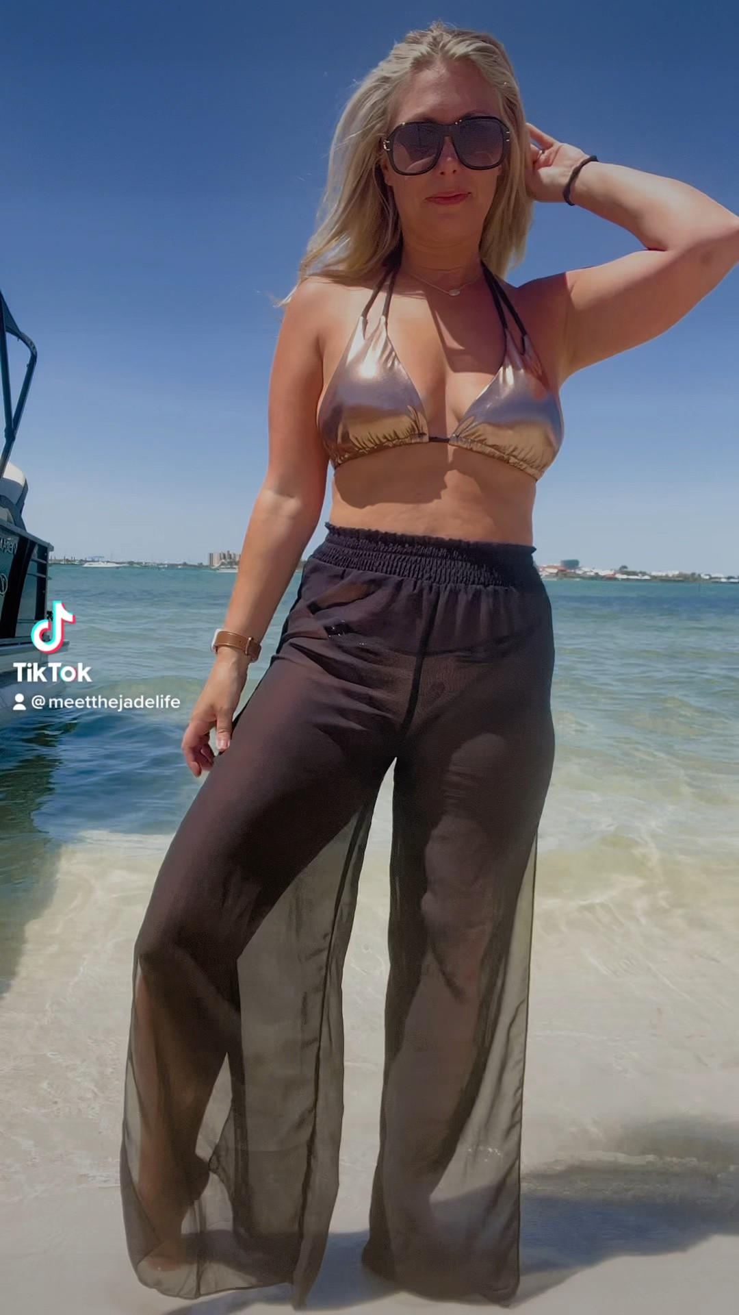 Sheer swim coverup pants + metallic bikini #swimwear #coverup

#LTKswim #LTKFind #LTKtravel