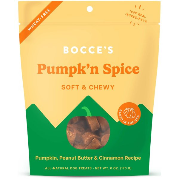 Bocce's Bakery Pumpk'n Spice Pumpkin, PB & Cinnamon Recipe Dog Treats, 6-oz bag | Chewy.com