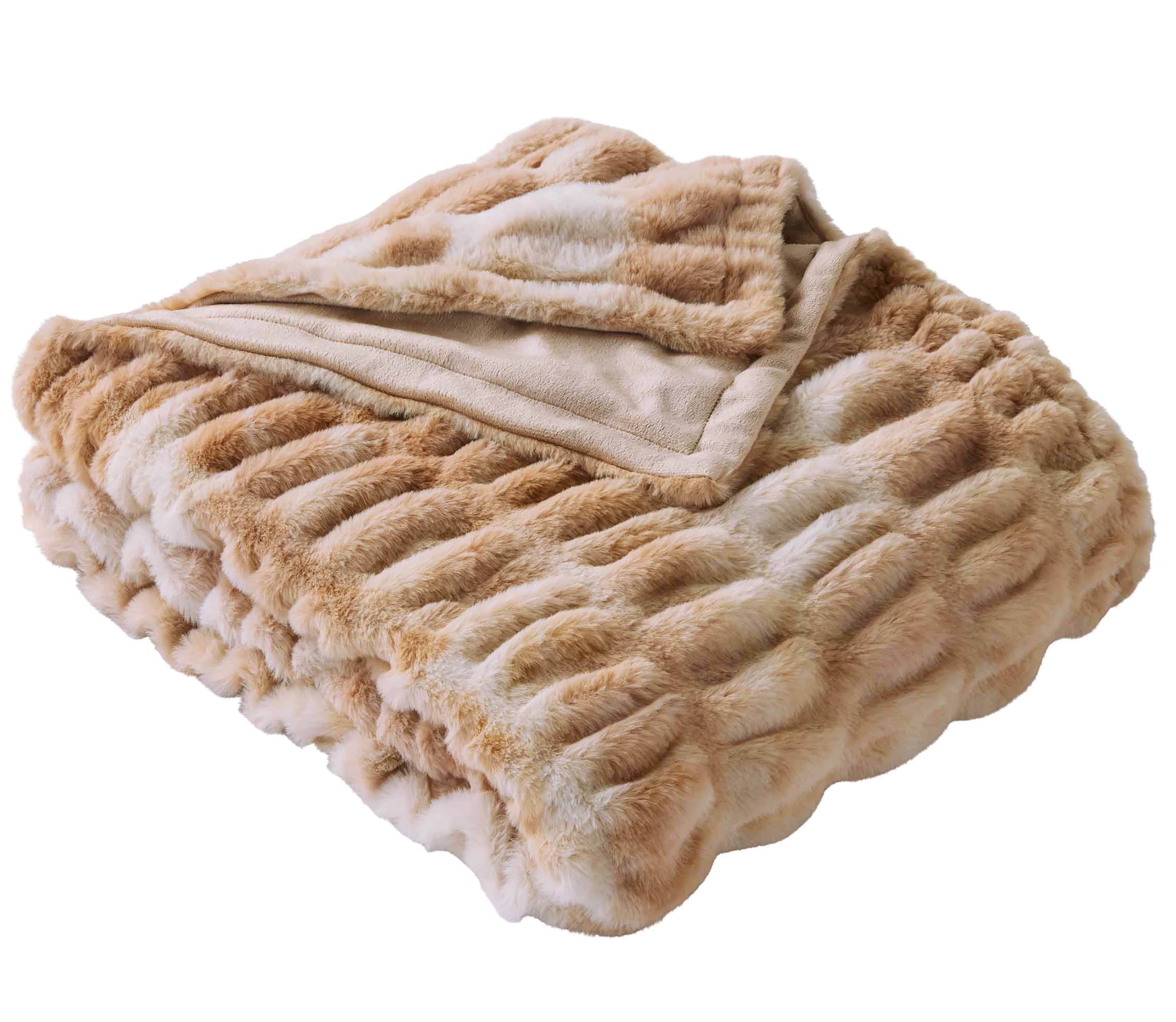 Better Homes & Gardens Natural Tie Dye Ruched Faux Fur Throw, 50"x72" | Walmart (US)