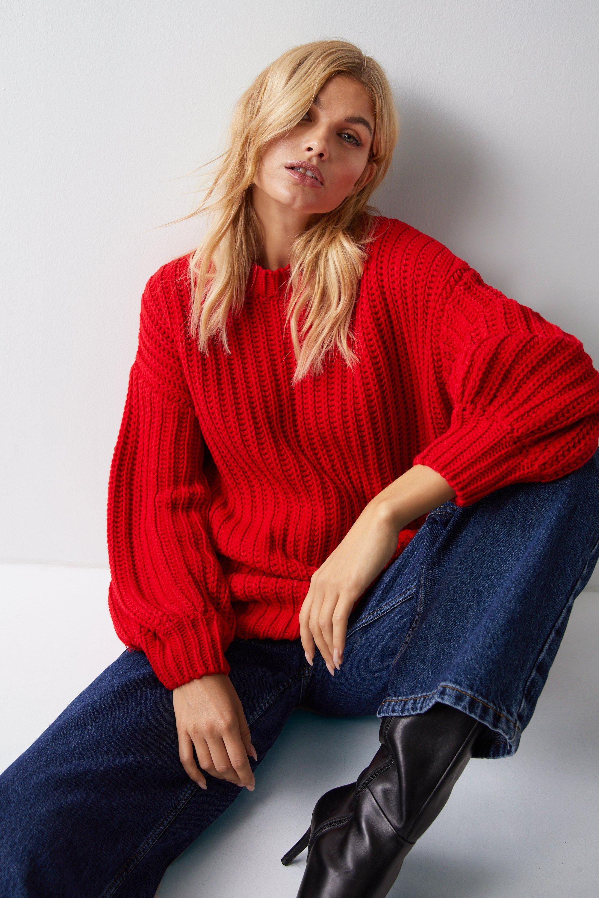 Fisherman Knit Oversized Jumper | Warehouse UK & IE