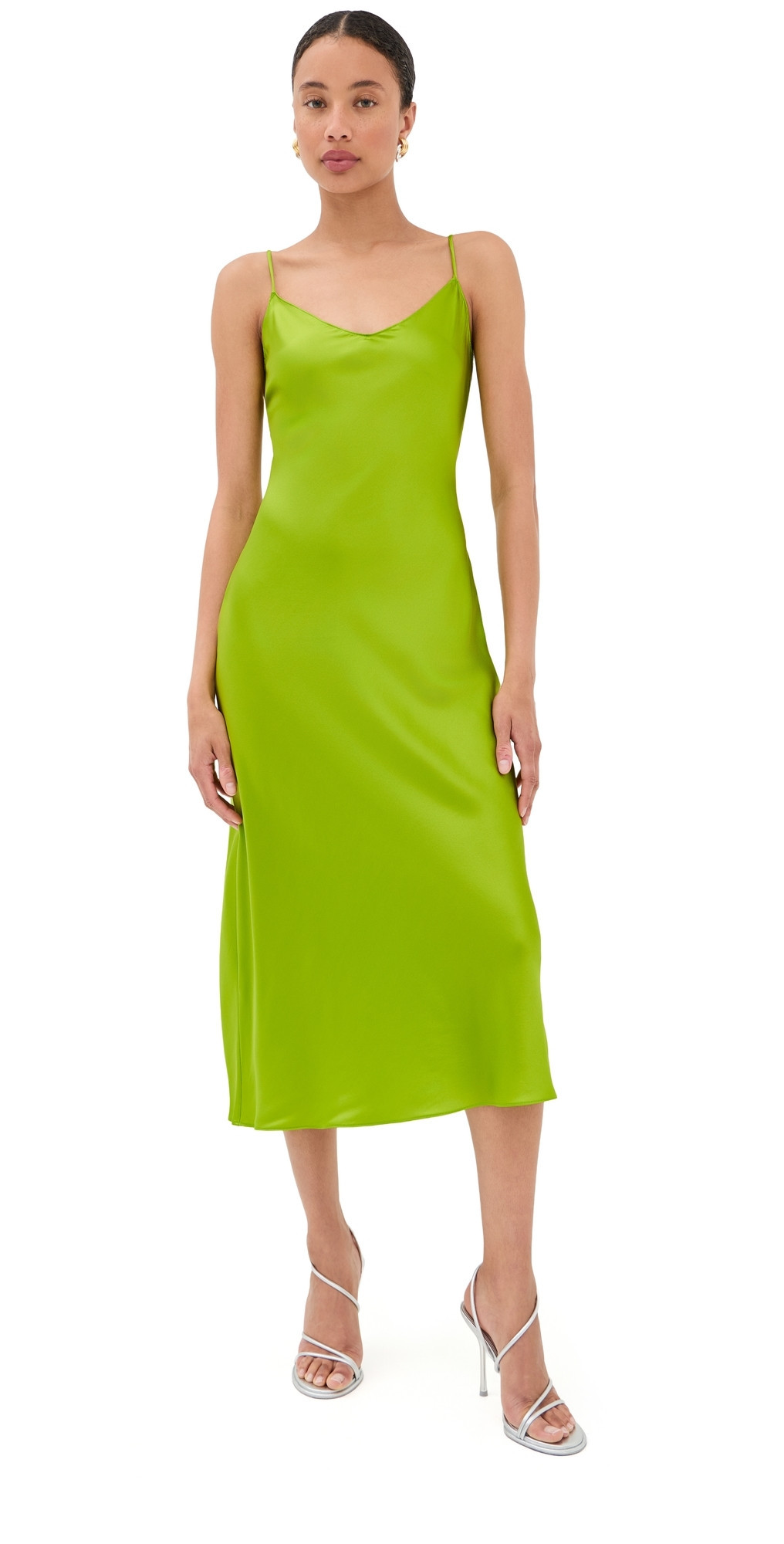 Sablyn Taylor V Neck Silk Dress Chartruese XS | Shopbop