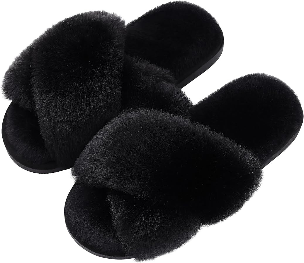 shevalues Women's Cozy Slippers Cross Band Memory Foam House Slippers Open Toe | Amazon (UK)