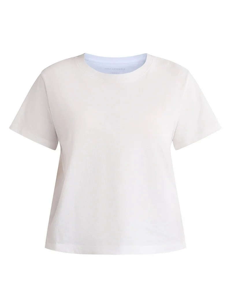 Free Assembly Women's and Women's Plus Cotton Cropped Boxy Tee with Short Sleeves, Sizes XS-4X | Walmart (US)