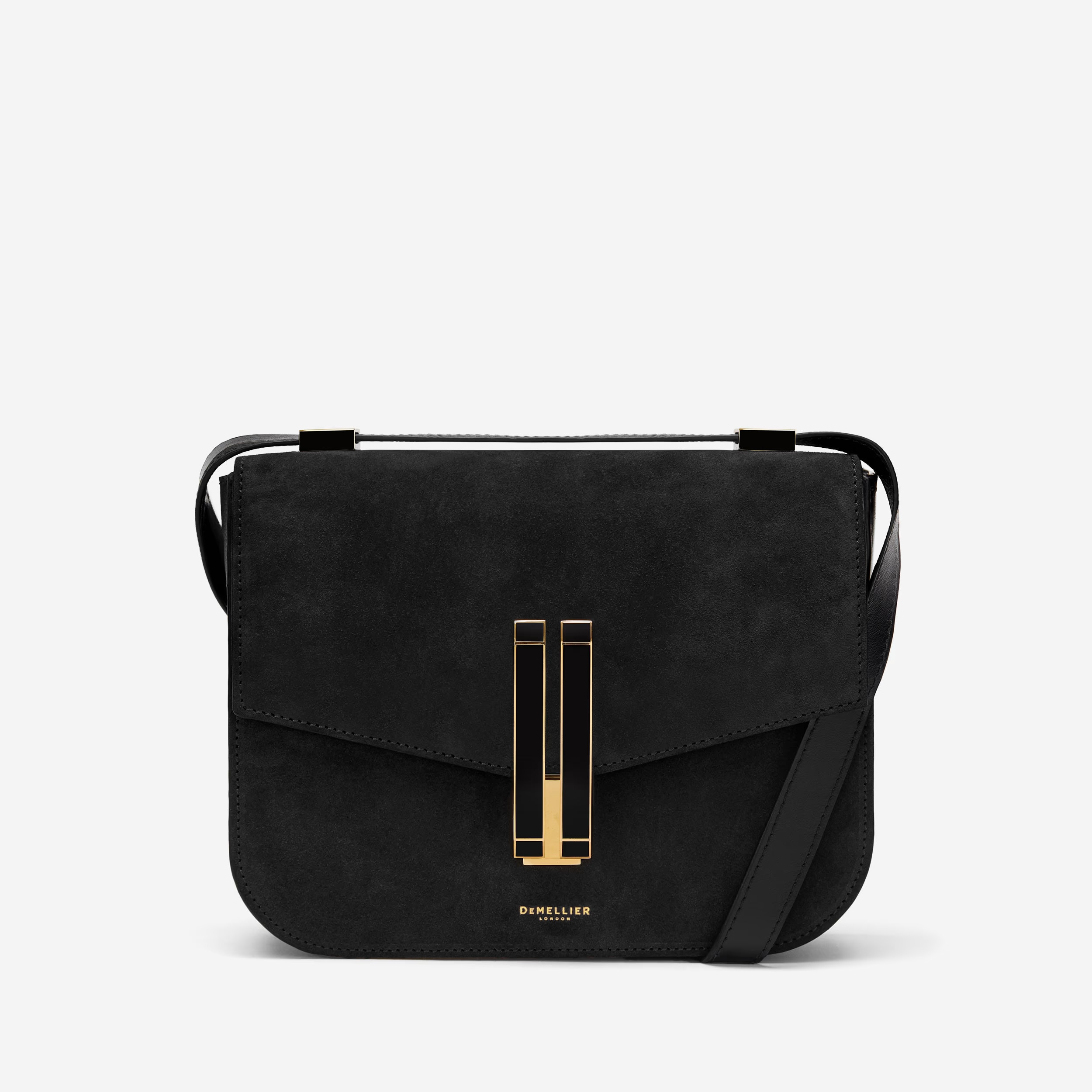 The Vancouver | Black Suede & Black Smooth Enamel Lock | DeMellier | DeMellier