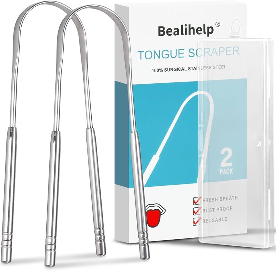 2 Pack Tongue Scraper, 100% Surgical 304 Stainless Steel Tongue Cleaner for Adults And Kids, Prof... | Amazon (US)