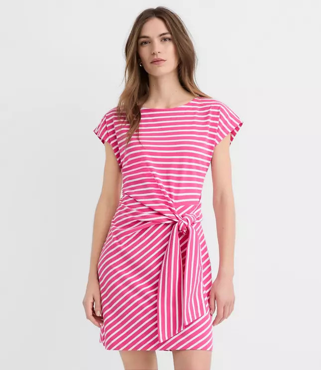 Striped Side Tie Wedge Tee Mini Dress | LOFT