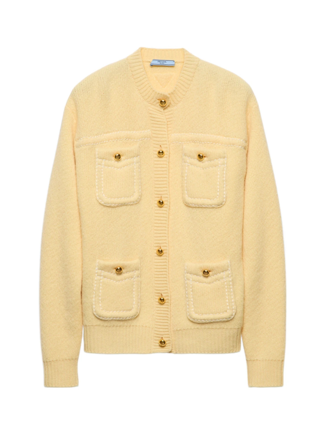 Prada Crewneck Button-Up Cardigan | Senser US