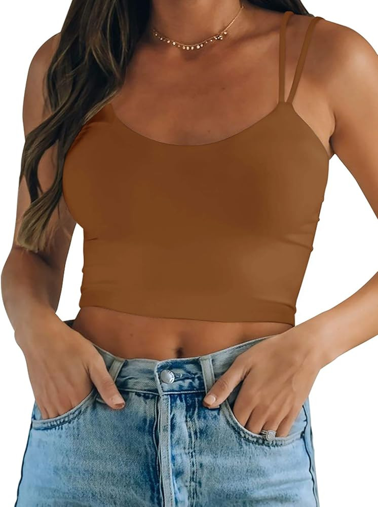 LASLULU Womens Longline Sports Bra Crop Top Sexy Workout Yoga Tank Tops Sleeveless Athletic Shirts C | Amazon (US)