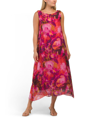 Made In Italy Abstract Print Silk Midi Dress | TJ Maxx