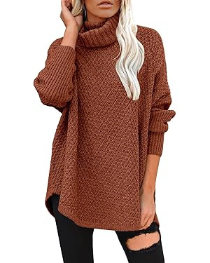 DOROSE Women's Oversized Turtleneck Long Sleeve Casual Pullover Knit Tunic Sweater | Amazon (US)