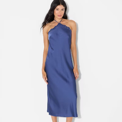 Women's Lace Trim Maxi A-Line Dress - Wild Fable™ Blue L | Target