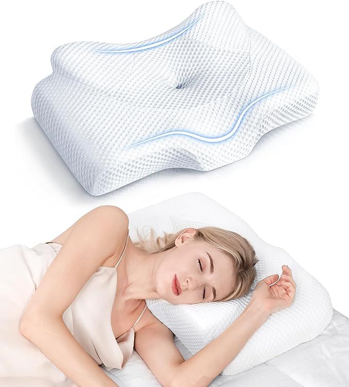 Cervical Pillow for Neck Pain Relief, Hollow Design Odorless Memory Foam Pillows with Cooling Cas... | Amazon (US)