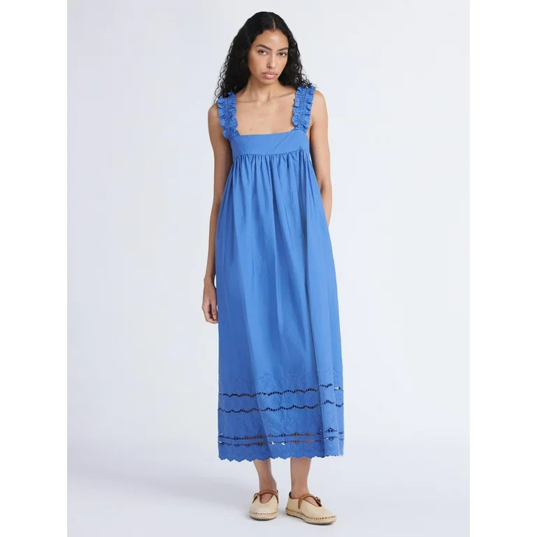 Free Assembly Women's and Women's Plus Sleeveless Cotton Eyelet Maxi Dress, Sizes XS-4X | Walmart (US)