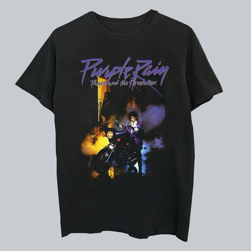 Men's Prince Purple Rain Short Sleeve Graphic Crewneck T-Shirt - Black | Target