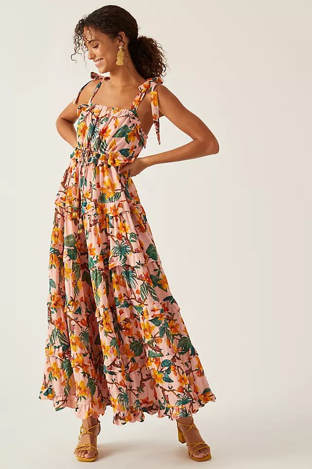 Farm Rio Square-Neck Tiered-Maxi Dress | Anthropologie (US)