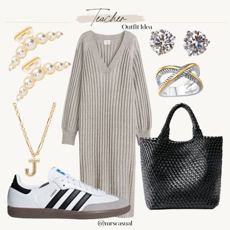 Casual teacher outfit idea sweater dress and adidas sambas 

#LTKfindsunder50 

#LTKSeasonal #LTKstyletip