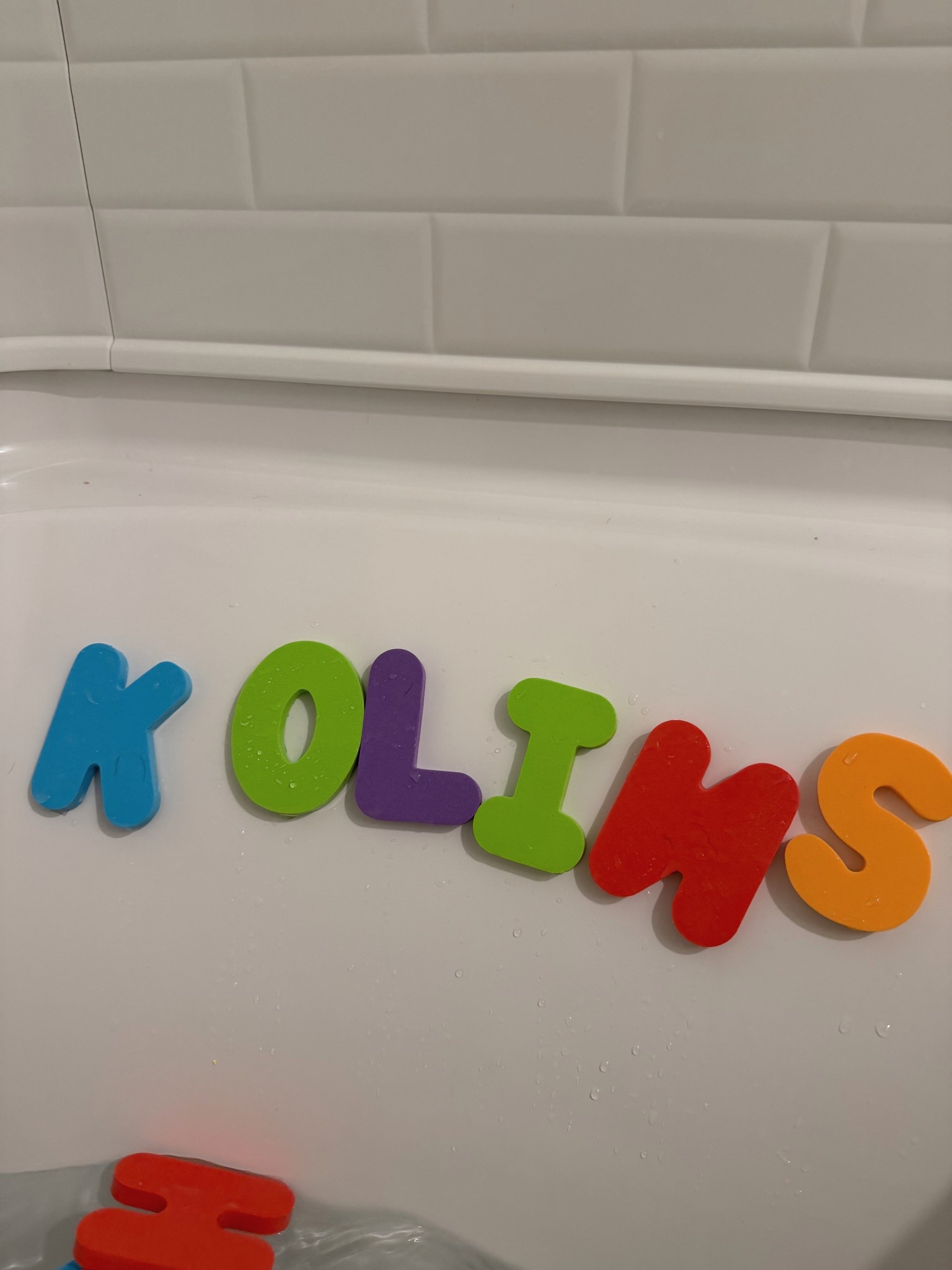 Bathtime abc fun. Kollins has been obsessed with these foam letters. They float and stick to the walls. We’ve been trying to get her more learning bath toys 
.
.
#bathtimetoys #toddlertoys #bathtoys #abcs #alphabettoys #babytoys 

#LTKBump #LTKBaby #LTKKids