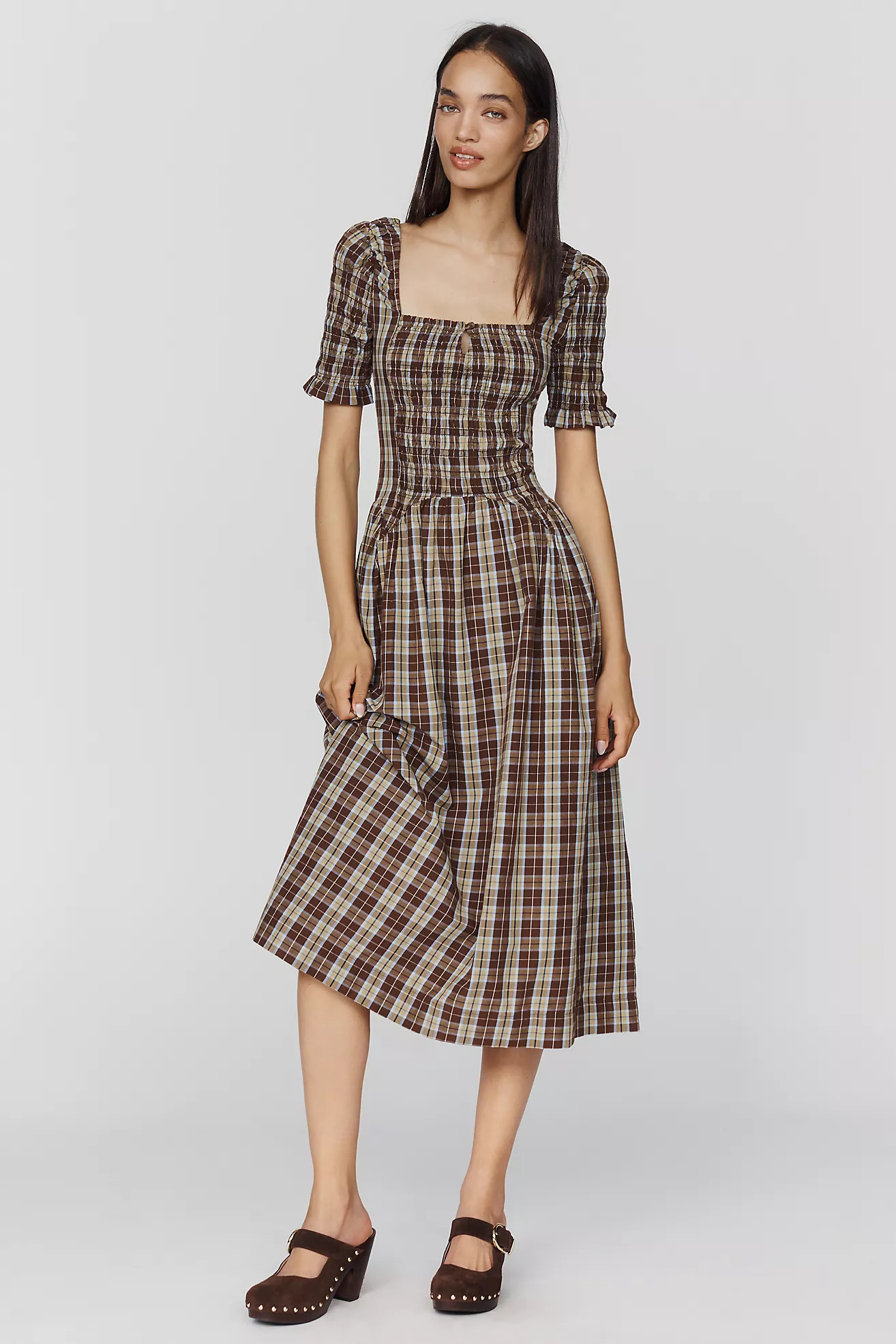 Damson Madder Emmy Shirred Midi Dress | Anthropologie (US)