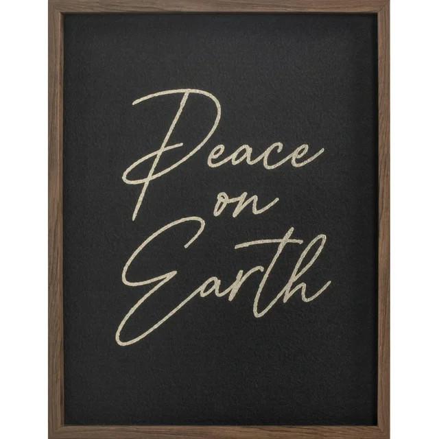 Peace on Earth Gold Foil Embellished Christmas Wall Art , 16 in x 20 in, by Holiday Time | Walmart (US)