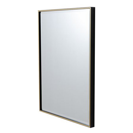28 Inch Beveled Metal Frame Rectangular Wall Mirror Black Gold Accent | Walmart (US)