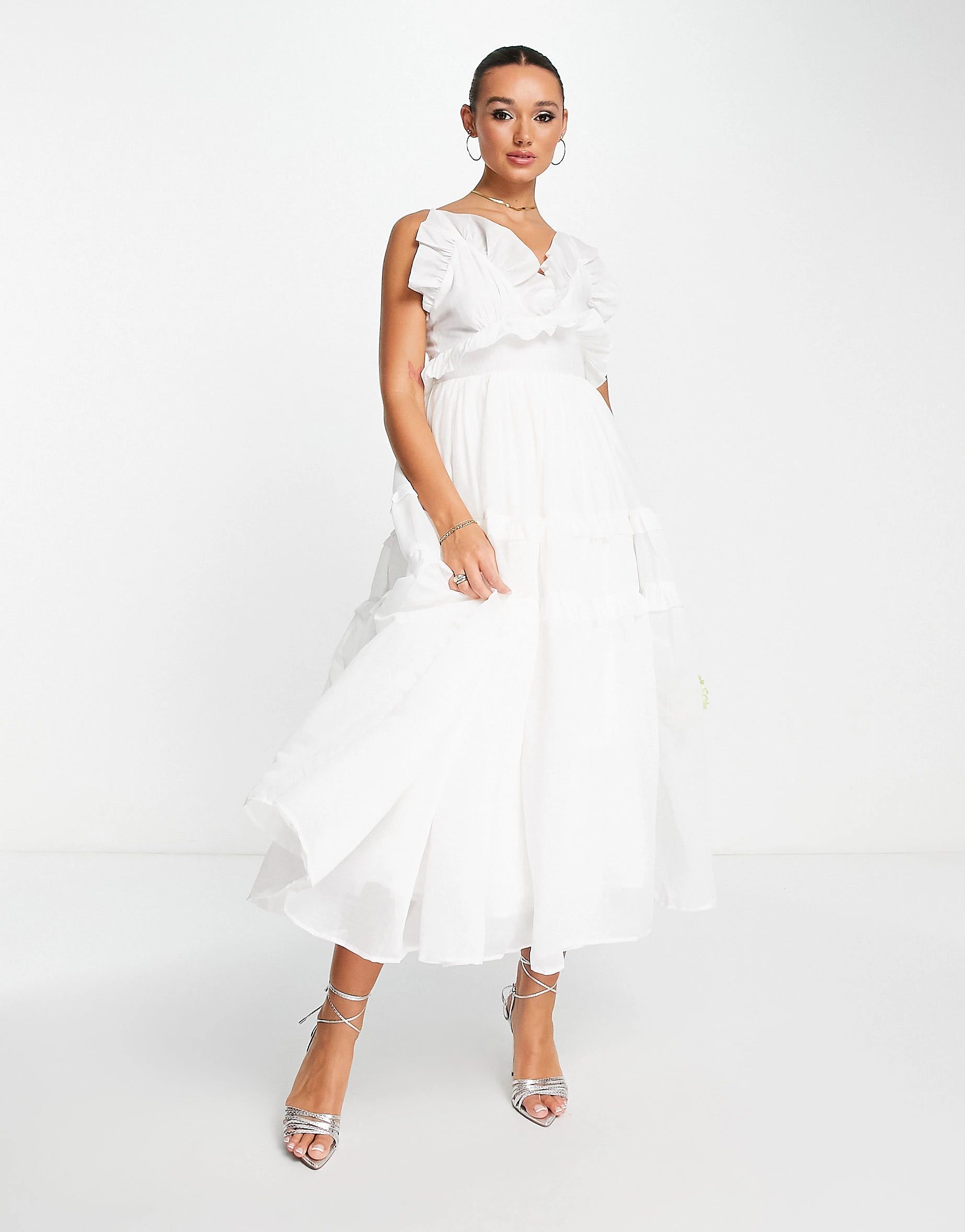 Dream Sister Jane Bridal tiered cami dress with frill edges | ASOS (Global)