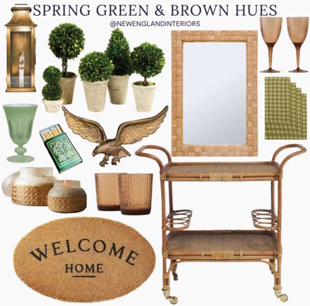 New England Interiors • Spring Green & Brown Hues • Welcome Mat, Bar Cart, Mirror, Glassware, Candle, Lighting, Planters, Entertaining Essentials. 🤎💚

TO SHOP: Click the link in bio or copy and paste link in web browser 

#newengland #brown #green #spring #neutrals #home #entertaining

#LTKhome #LTKSeasonal #LTKFind