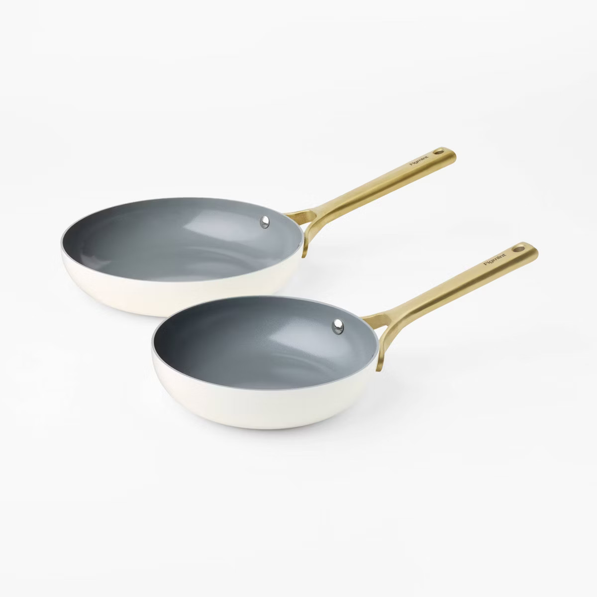 2pk Nonstick Ceramic Coated Aluminum Frying Pan Set with Champagne Handles - Figmint™ | Target