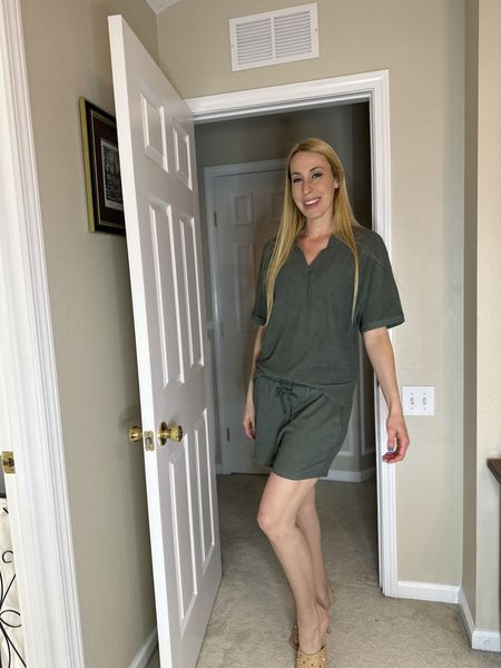 A loungewear set for spring 
The older I get the more I like wearing loose clothing 
This is comfortable enough to sleep in and travel in
Wearing size small

#LTKtravel #LTKfindsunder50 #LTKhome