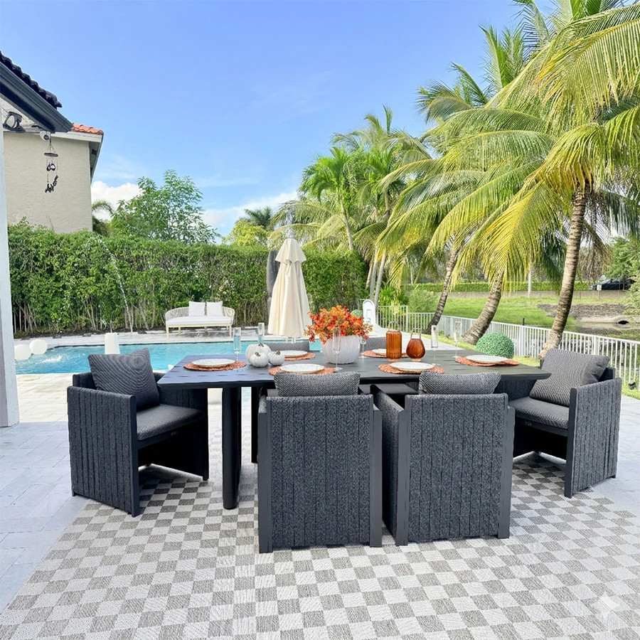 PURPLE LEAF Sanori Outdoor Dining Set Weather-Resistant Aluminum Table and Chairs Set with Backre... | Purple Leaf