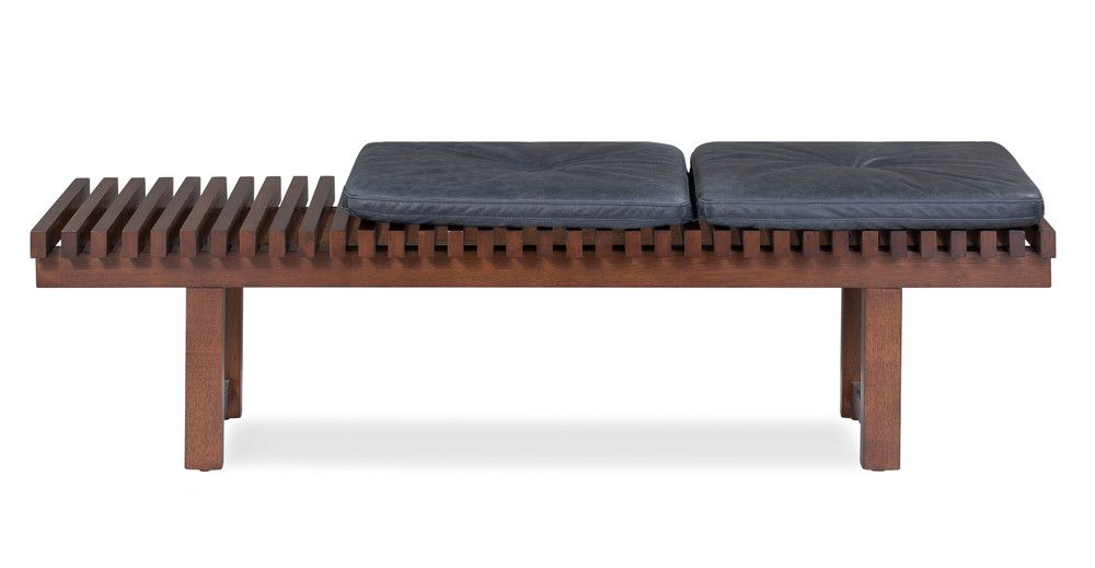 Slat 59" Leather Bench, Milano Black | Kardiel