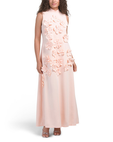 Sleeveless Mock Neck 3d Floral Dress | TJ Maxx