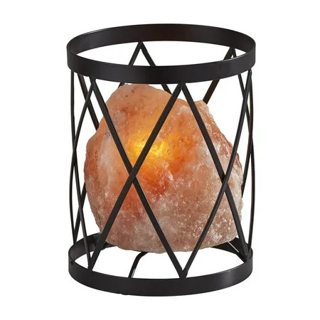 Simplee Adesso Trust Himalayan Salt Table Lamp, Black Metal and Pink Himalayan Salt Rock | Walmart (US)