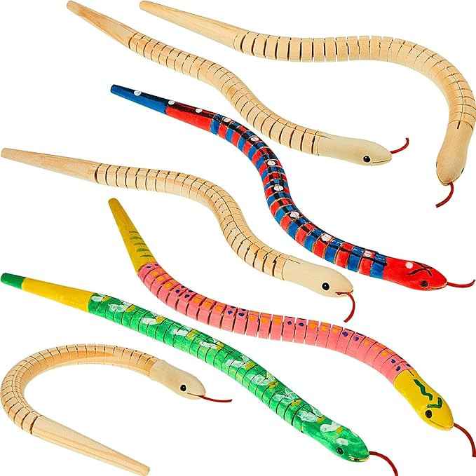 10 Pieces Wooden Snake Unfinished Wooden Wiggly Snake Jointed Flexible Wooden Snake with 12 Color... | Amazon (US)