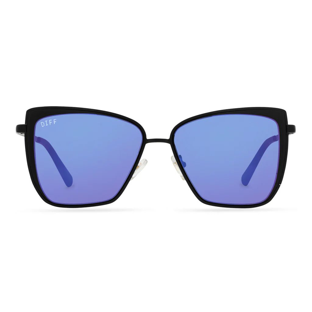 COLOR: matte black   purple mirror sunglasses | DIFF Eyewear