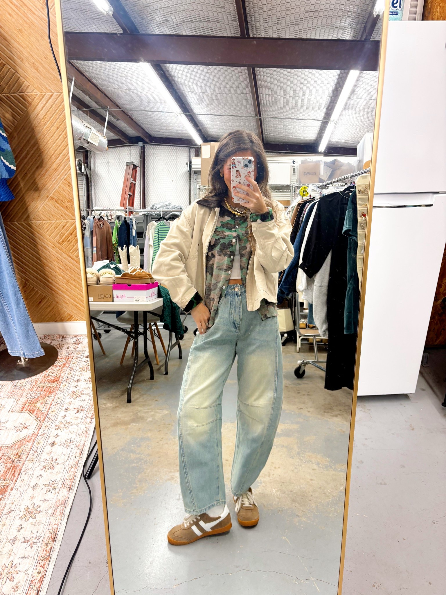 Ootd from this past Tuesday! I linked what I could but here are the exact links to what I couldn’t! The jeans are TikTok Shop and the cardigan is Groovy’s

SCUSTY Women's Baggy Jeans Wide Leg Mid Waist Denim Pants Boyfriend Cropped Barrel Jeans with Pockets

-I’m wearing an XS in the light blue

https://groovys.com/products/time-passes-camo-cardigan?_pos=5&_sid=1371502e3&_ss=r

-I’m wearing the small 

#LTKPetite #LTKCyberWeek #LTKSaleAlert